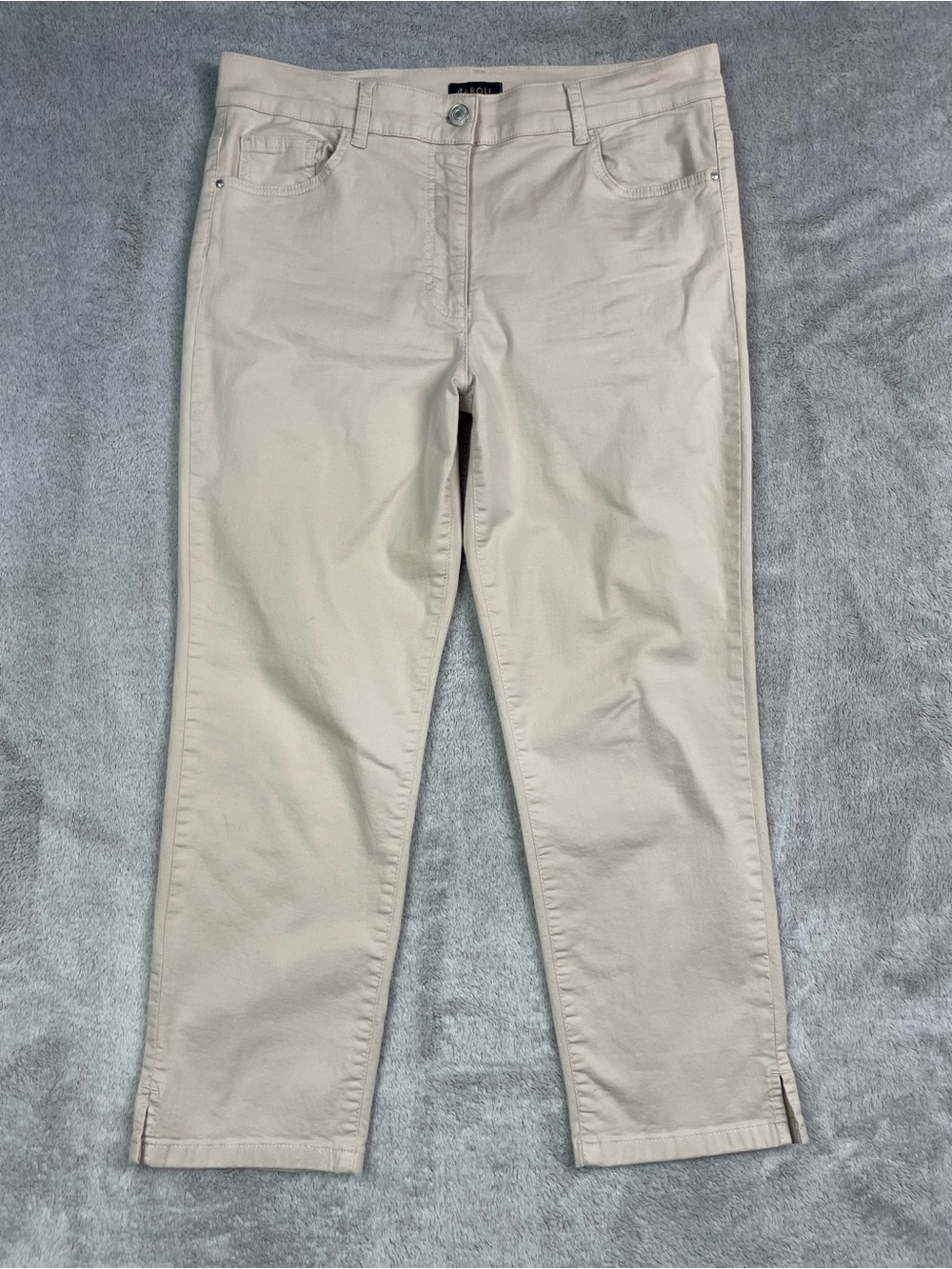 Caroll Paris Women’s Size 42 Beige Cotton Stretch Cropped Ankle Pants - Casual